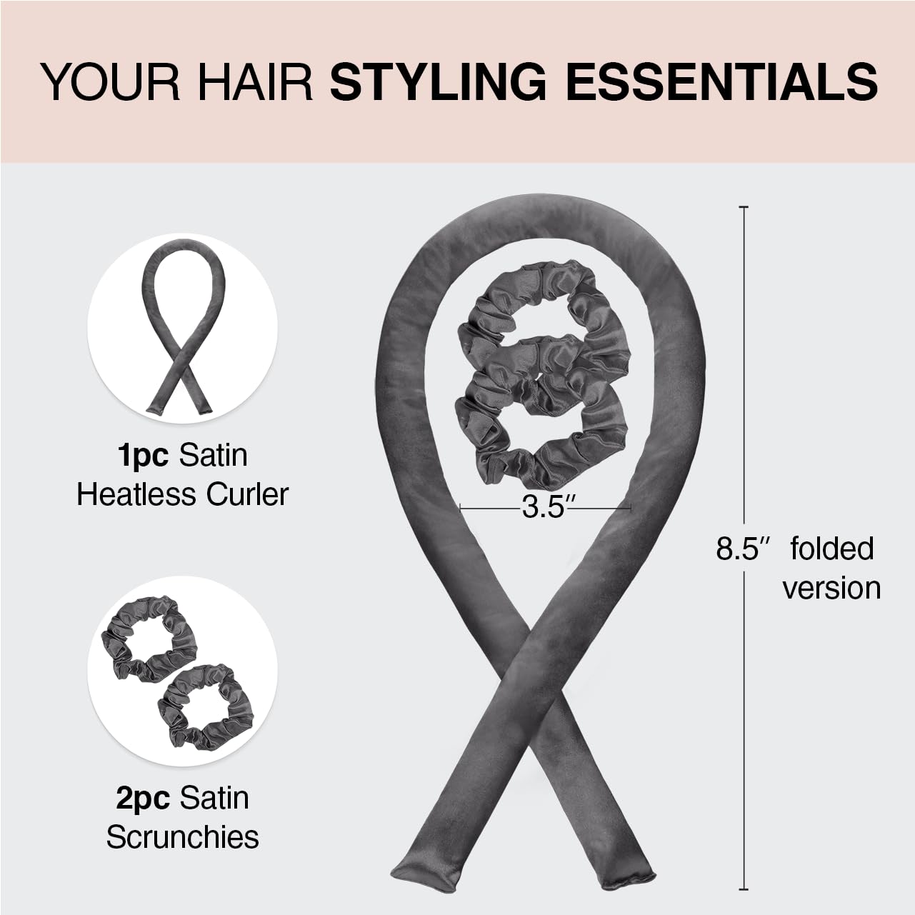 Kitsch Satin Heatless Lockenwickler Set – Hitzefreie Locken über Nacht mit 34" Haarwickler & 2 Satin Scrunchies – Bequeme Haarwickler zum Schlafen für frizzfreies, hitzefreies Styling – Sunset Tie Dye