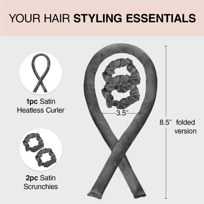 Kitsch Satin Heatless Lockenwickler Set – Hitzefreie Locken über Nacht mit 34" Haarwickler & 2 Satin Scrunchies – Bequeme Haarwickler zum Schlafen für frizzfreies, hitzefreies Styling – Sunset Tie Dye