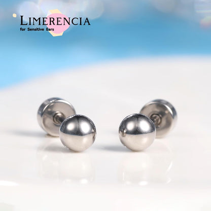 Limerenz Hypoallergene F136 Titan Schraub-Perlen-Ohrstecker (Flat Back Sleeper Earrings) Implantatqualität 20G Kleine Ohrstecker für empfindliche Ohren (5mm Perle)