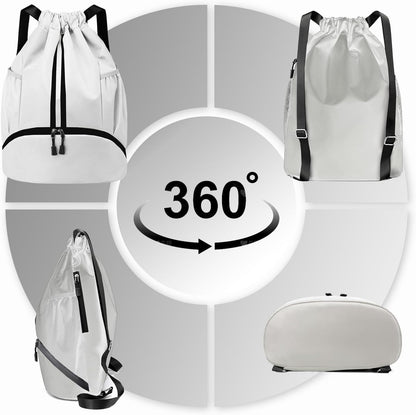 Hoedia Sports-Kordelzugrucksack – Schwimm-Turnbeutel mit Schuhfach und wasserdichter Tasche für Damen und Herren