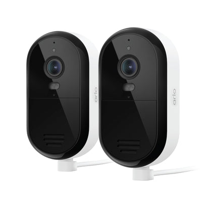 Security Camera Outdoor Wired 2-Pack - Arlo Essential 2K Surveillance Camera with Person Detection, Package Alert, Color Night Vision, 2-Way Audio, Weather Resistant, Motion Detection