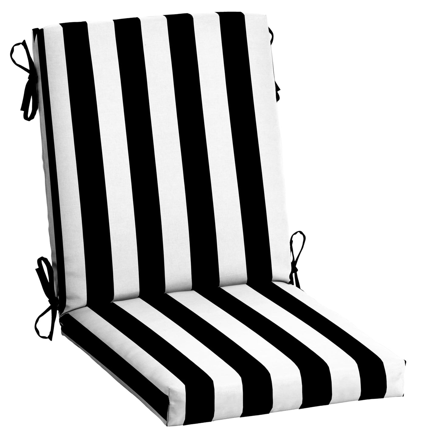 Arden 2-Pack Outdoor Patio Dining Chair Cushion, 20x44, Rain-Proof Seat Pad, Fade-Resistant Outdoor Cushion Black Cabana Stripe