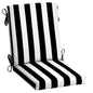 Arden 2-Pack Outdoor Patio Dining Chair Cushion, 20x44, Rain-Proof Seat Pad, Fade-Resistant Outdoor Cushion Black Cabana Stripe