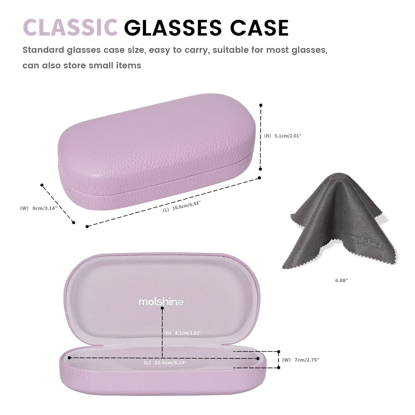 molshine Hartschalen-Leder-Sonnenbrillenetui, klassisches großes Brillenetui für Damen und Herren, Sonnenbrille (Schwarz)