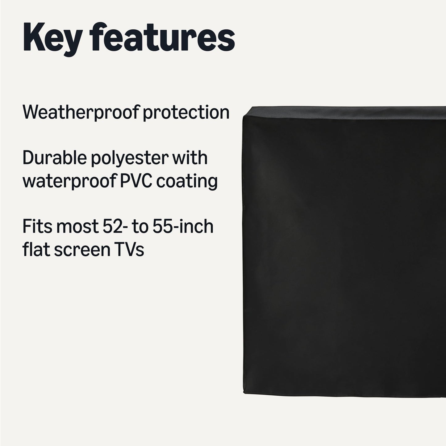 Amazon Basics Waterproof Outdoor TV Cover for 48" - 50" Flat Screen TVs, Fits up to 47"L x 29.7"H, Black