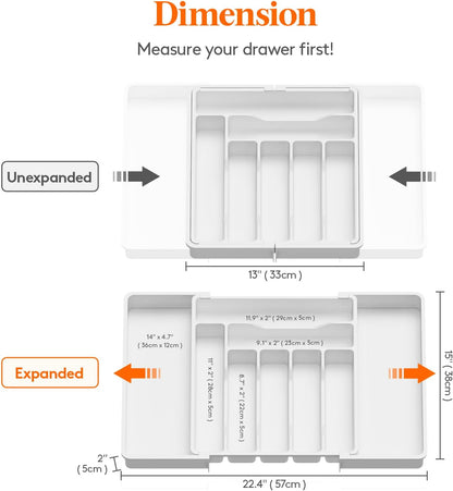 Lifewit Besteck Organizer, erweiterbarer Utensilien Organizer für die Küche, Utensilienhalter, verstellbarer Besteckkasten Schubladen Organizer für Löffel, Messer, Küchen Organizer und Aufbewahrung, Schwarz
