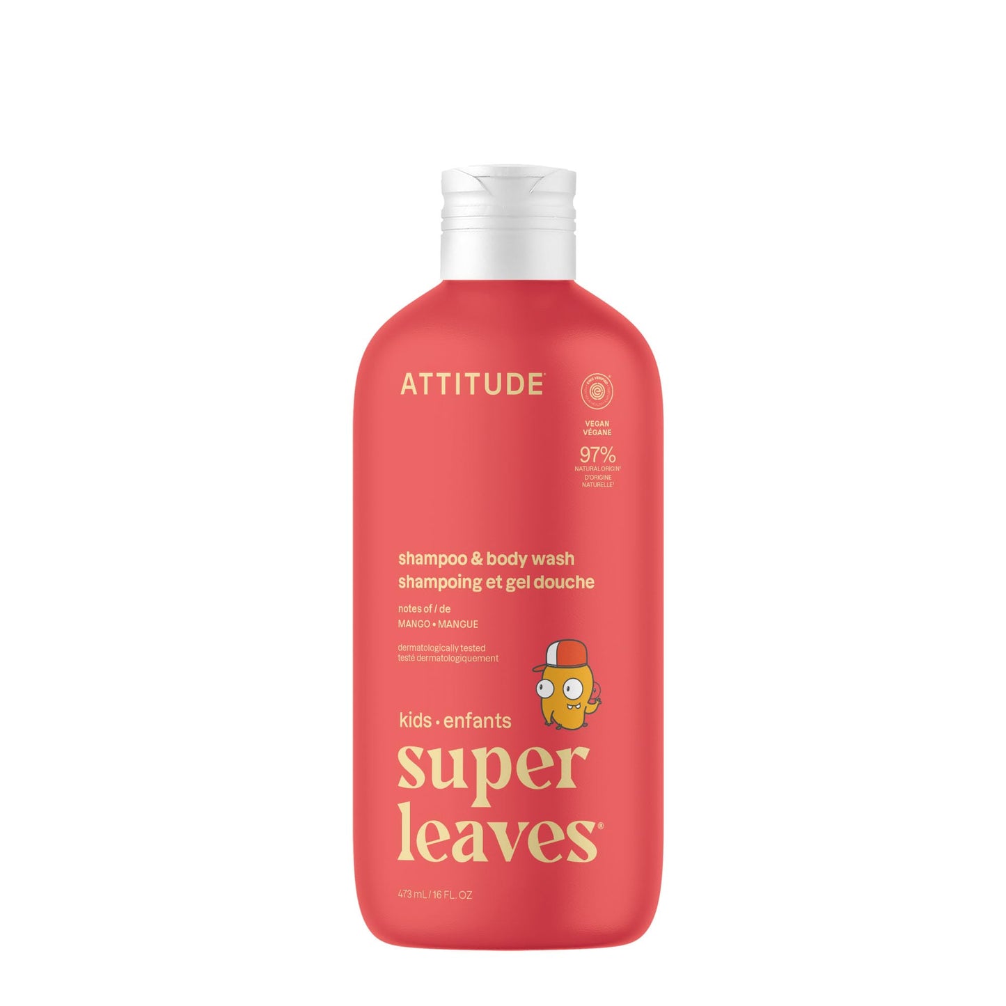 ATTITUDE Shampoo and Body Wash for Kids, EWG Verified Hair and Body Cleanser, Dermatologically Tested Soap, Plant and Mineral Based Bath Products, Vegan, Vanilla and Pear, 32 Fl Oz