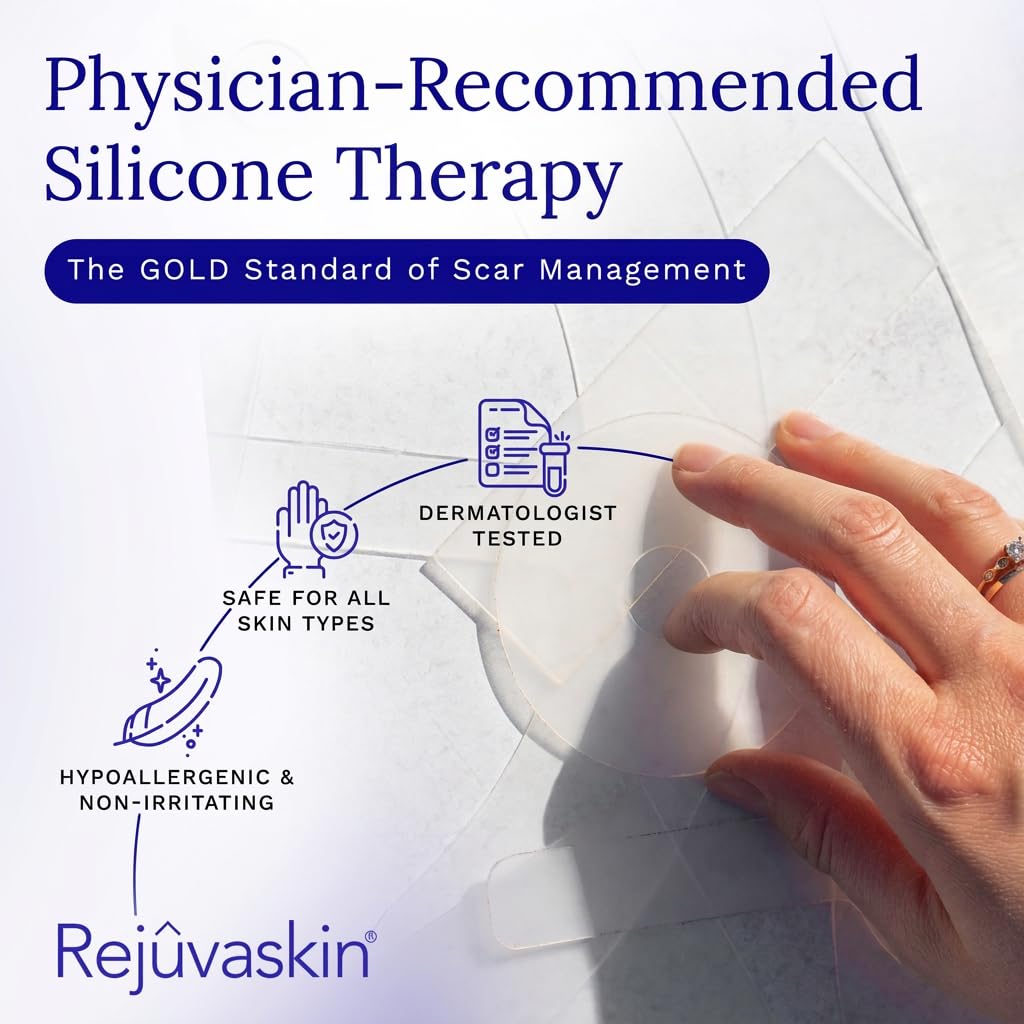 Rejuvaskin Scar Heal Kit for Breast Scars, Soften, Flatten, Reduce and Recover, Silicone Sheeting, RejuvaSil Gel & Medical Tape, Breast Anchor Pair