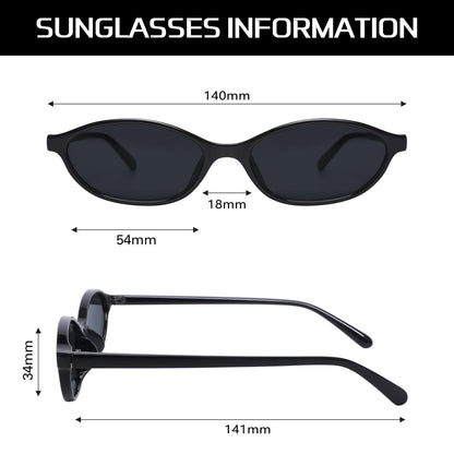 GUVIVI Retro Ovale Sonnenbrille für Damen Chic Cat Eye 90er Jahre Sonnenbrille Leichte Schmale Sonnenbrille Trendiger UV-Schutz Sonnenbrille
