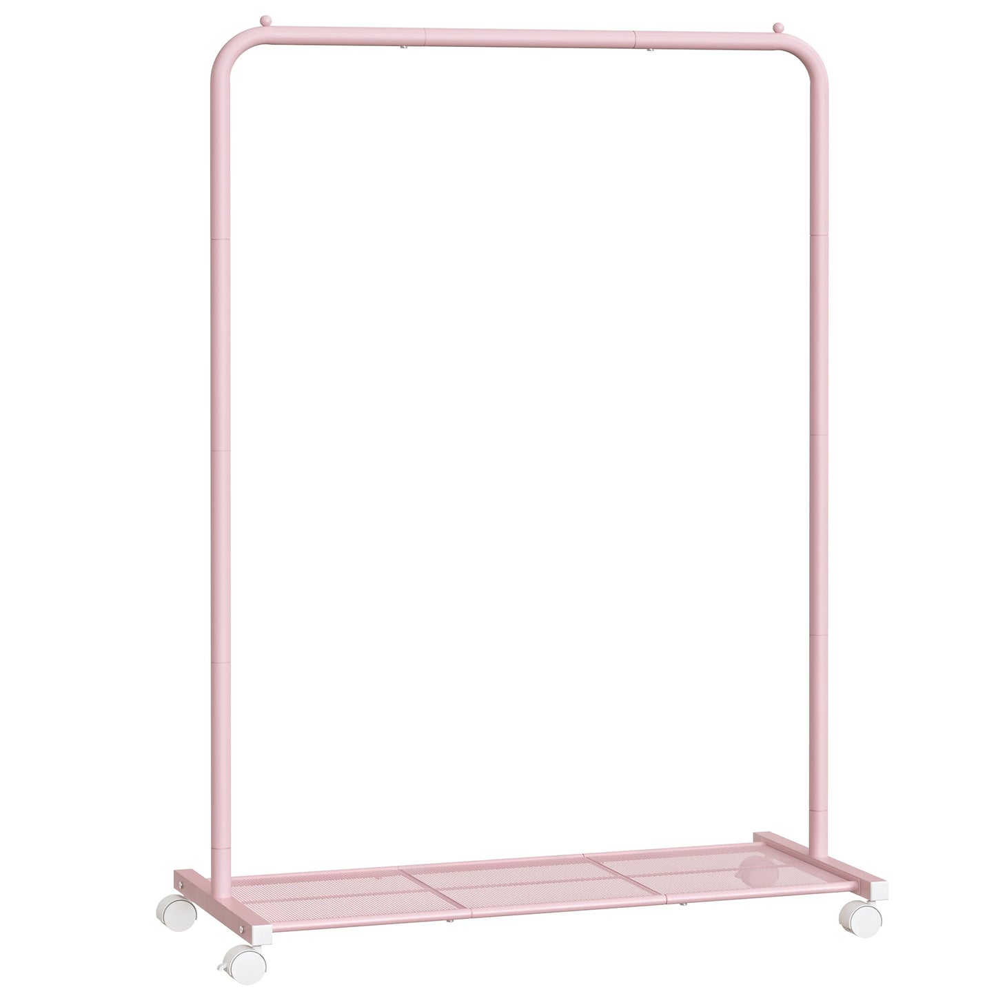 SONGMICS Clothes Rack with Wheels, Clothing Rack for Hanging Clothes, 25.4 mm Metal Garment Rack with Dense Mesh Storage Shelf, 110 lb Load Capacity, 2 Brakes, Black UHSR25BK