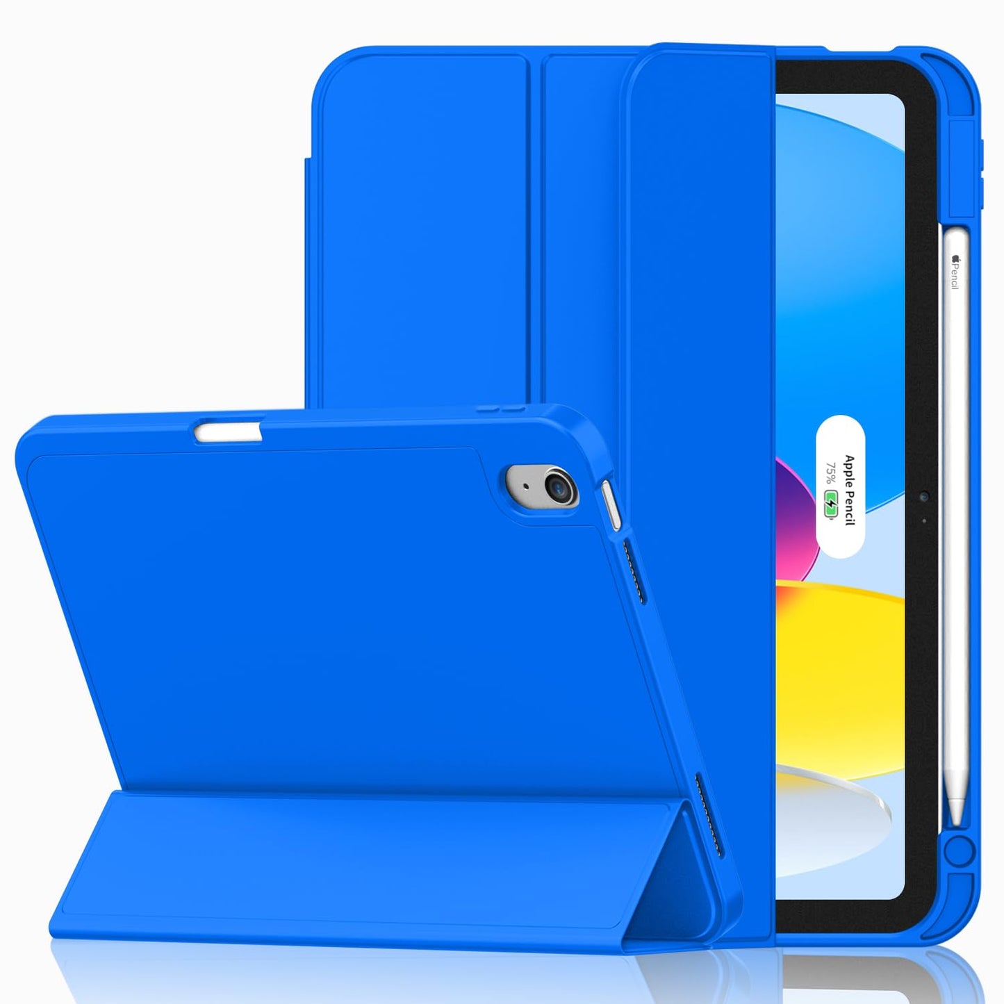iMieet Case for iPad (A16)/iPad 10th Generation [11-Inch 2025/10.9 Inch 2022], Trifold Stand Smart Cover with Pencil Holder and Soft TPU Back, Supports Touch ID(Black)