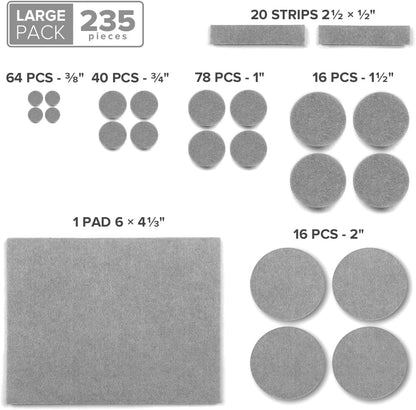 Felt Pads X-PROTECTOR - Giant 235 Pack Premium Furniture Pads. Huge Quantity Felt Furniture Pads Wood Floor Protectors for Furniture Feet – Best Hardwood Floor Protectors. Protect Your Wood Floors!
