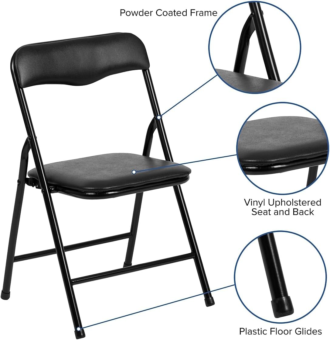 Flash Furniture Mindy Kids 5-Piece Folding Table and Chairs Set for Daycare and Classrooms, Children's Activity Table and Chairs Set, Black