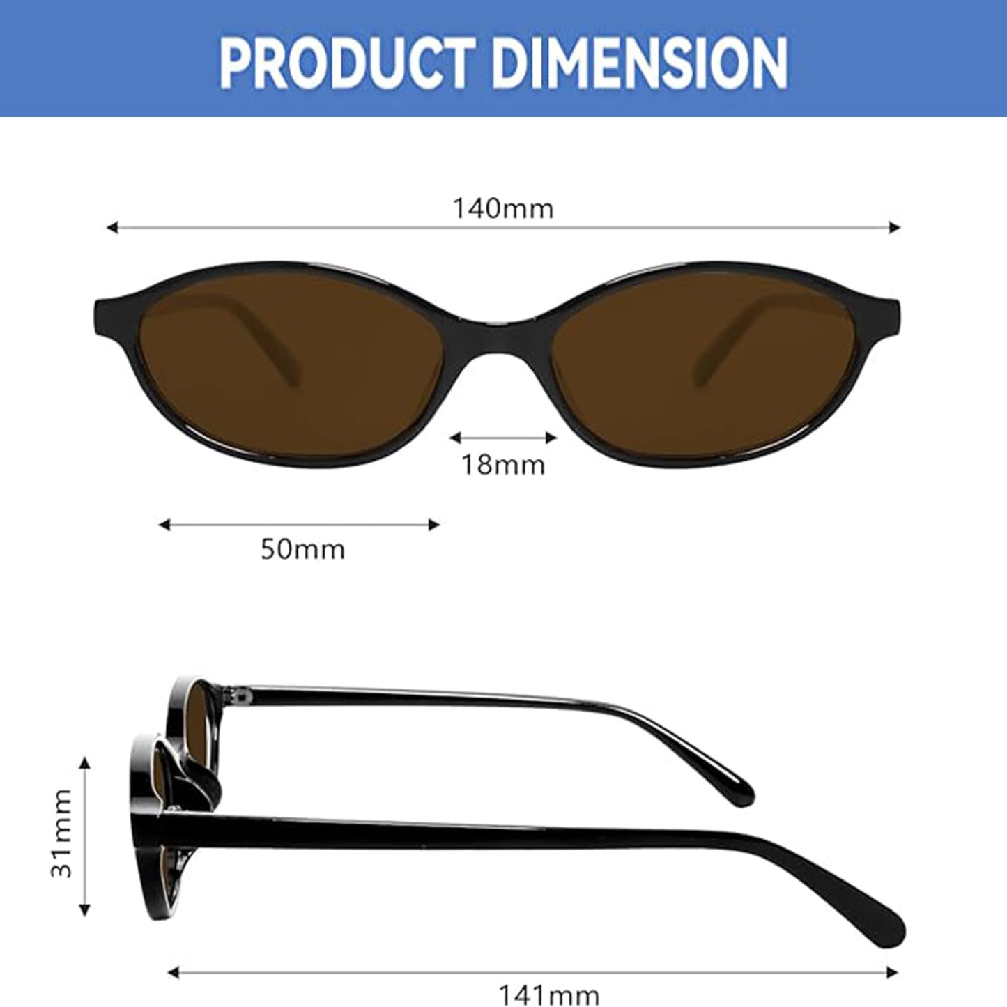 Awdchny Retro Ovale Sonnenbrille für Damen – Elegante Cat Eye 90er Sonnenbrille, Leichter schmaler Rahmen, Trendige UV-Schutz Sonnenbrille 8057 Schwarz+Braun+Schildpatt