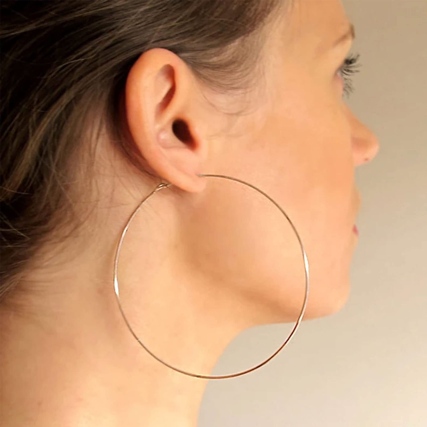 Große Gold Creolen für Frauen, Hypoallergene Dünne Gold Creolen, Sterling Silber Creolen für Damen, Extra Große, Mittelgroße, Große Creolen