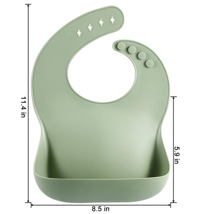 PandaEar 3er-Set Silikon-Lätzchen für Babys, wasserdicht, weich, Unisex, 10-72 Monate (Braun/Blau/Grün)