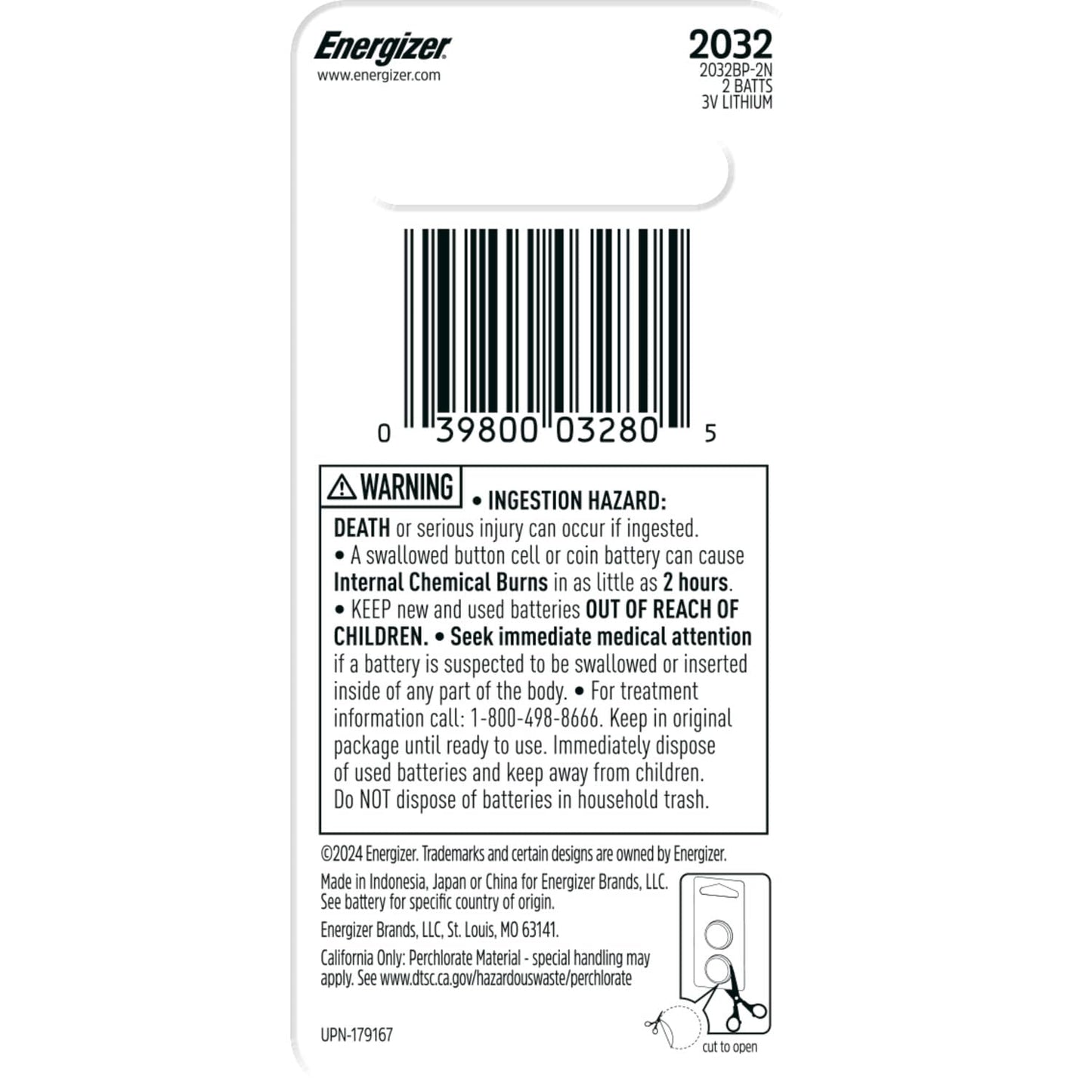 Energizer 2032 Batterien (4er-Pack), 3V Lithium-Knopfzellen
