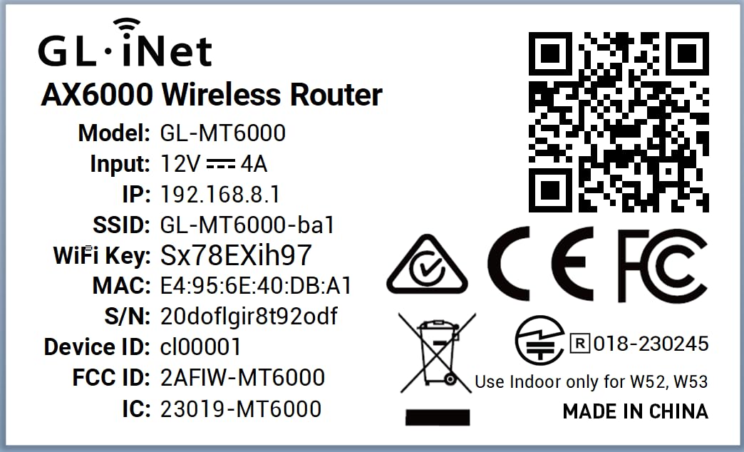 GL.iNet GL-MT6000 Flint 2 Wi-Fi 6 Gaming Router Dual 2.5G Ports