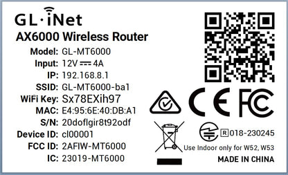 GL.iNet GL-MT6000 Flint 2 Wi-Fi 6 Gaming Router Dual 2.5G Ports