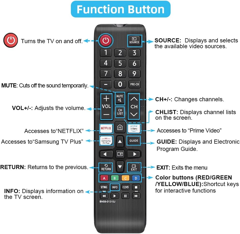 BN59-01315J Replace Remote for Samsung Smart TV
