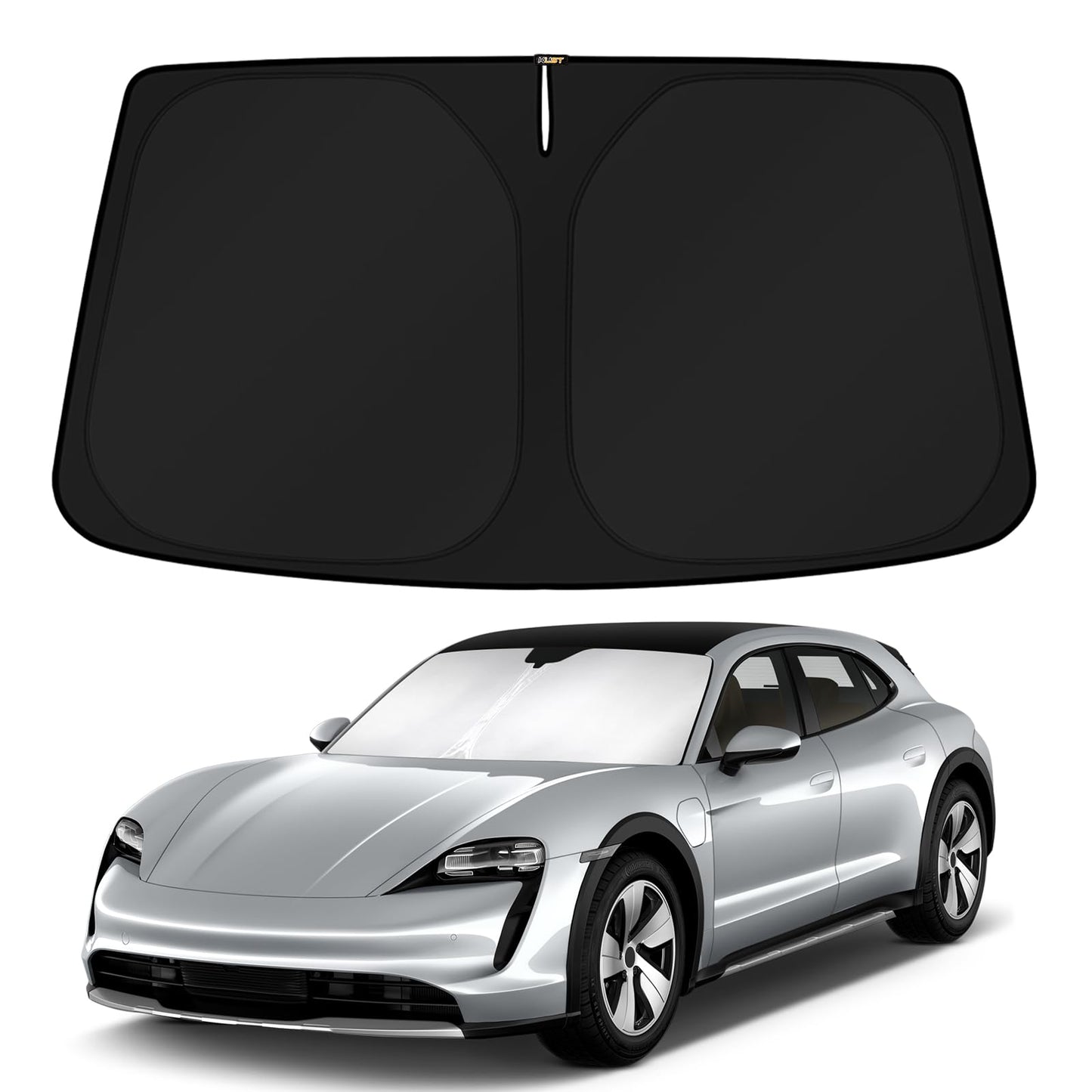 KUST Windshield Sun Shade for 2017-2026 Tesla Model Y/Model 3 Sunshade Accessories (Fit 2025-2026 Model Y Juniper / 2024 Model 3 Highland) Upgraded Foldable Sunshade, Blocks UV Rays Keep Car Cool