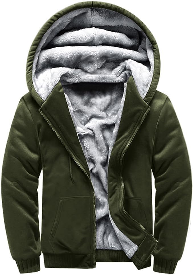Herren-Hoodie, schweres Fleece-Futter, verdickt, warm, mit Kängurutasche für Outdoor und Freizeit