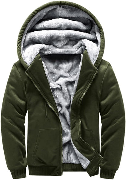 Herren-Hoodie, schweres Fleece-Futter, verdickt, warm, mit Kängurutasche für Outdoor und Freizeit