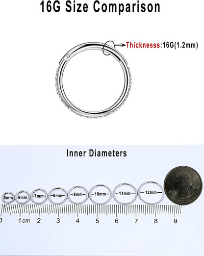 TDEBA Conch Piercing Schmuck, 316L Chirurgenstahl Segment Nasenring, CZ Knorpel Ohrringe, Lippenring, Segment Helix Rook Nahtloser Clicker Piercing Schmuck