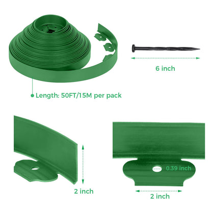 2-Inch x 100 FT Landscape Edging Border with 150 Stakes, Plastic Edging for Landscaping Garden Edging Border, Flexible Landscaping Edging for Garden Flower Beds Yard Lawn Pathway Paver (Black)