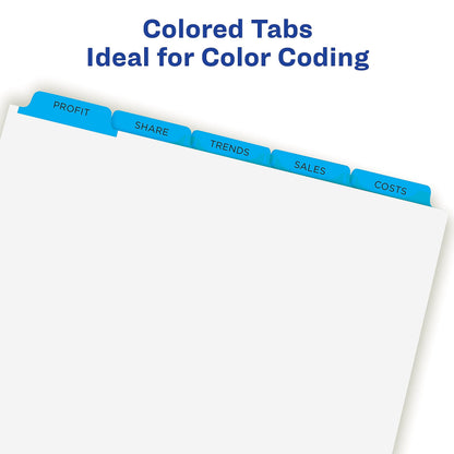 Avery 8 Tab Dividers for 3 Ring Binder, Easy Print & Apply Clear Label Strip, Index Maker Customizable Multicolor Tabs, 25 Sets (11424)