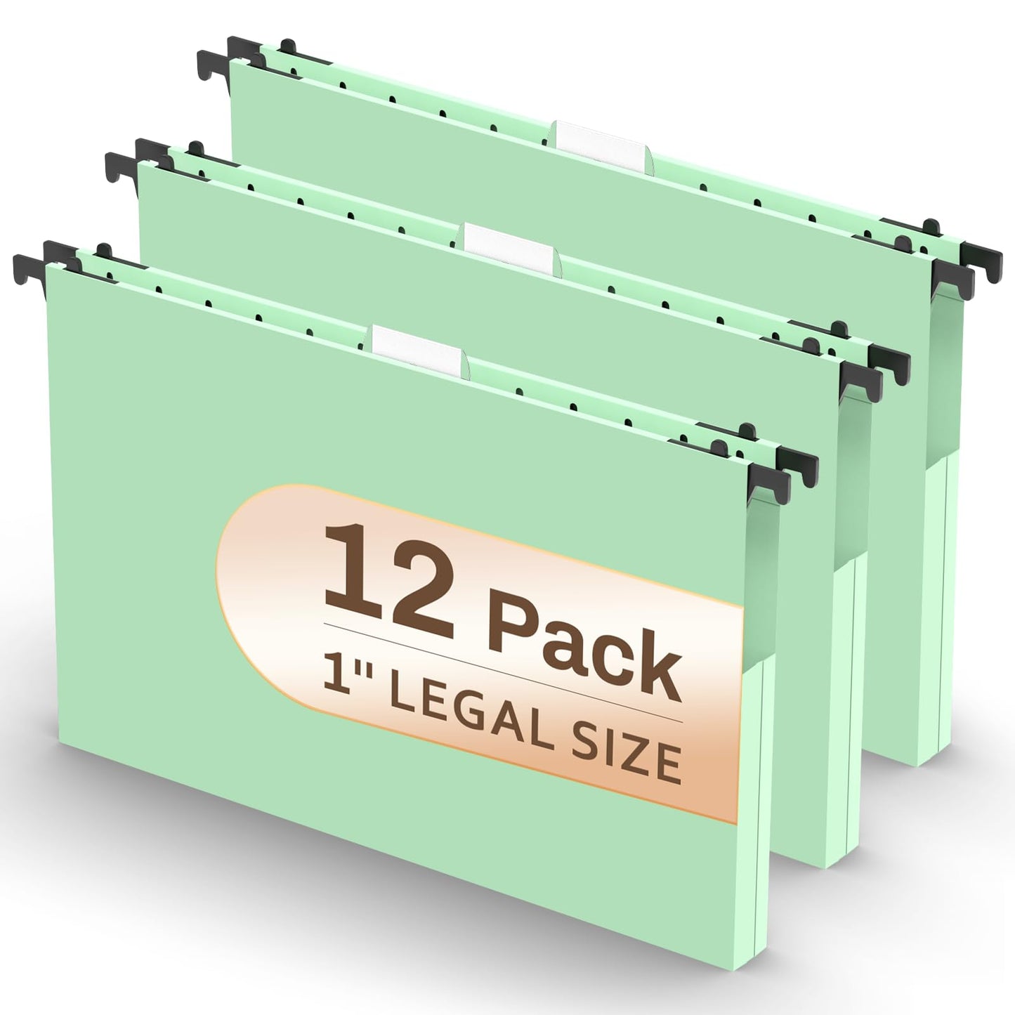 Extra Capacity Plastic Hanging File Folder, 12 Pack Reinforced Hang Folders Legal Size, Heavy Duty 1 Inch Expansion Filing Cabinet Folders, for Bulk Files, Medical Charts, Cream Yellow