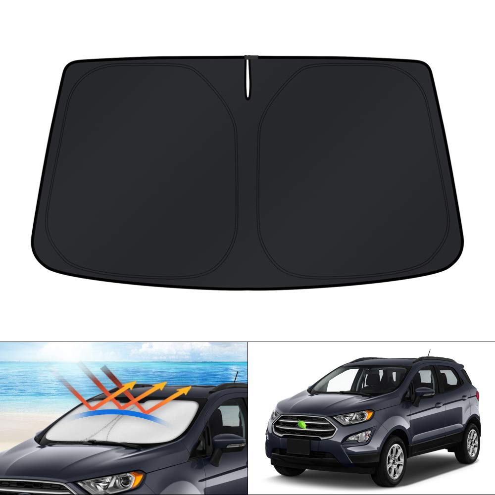 KUST Windshield Sun Shade for 2017-2026 Tesla Model Y/Model 3 Sunshade Accessories (Fit 2025-2026 Model Y Juniper / 2024 Model 3 Highland) Upgraded Foldable Sunshade, Blocks UV Rays Keep Car Cool