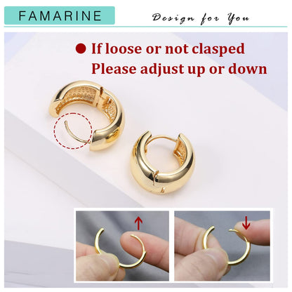 FAMARINE Gold Chunky Creolen für Damen, 0,8 Zoll Gold Creolen Huggie Ohrringe für Herren