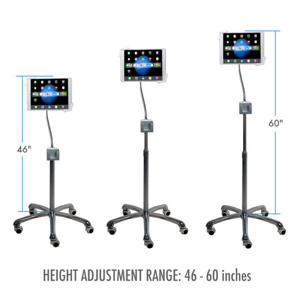 Medical Mobile Stand – CTA Medical Mobile Floor Stand for iPad 7/8/9 Gen 10.2”, 12.9” iPad Pro, 11” iPad Pro, iPad mini, iPad Air 4, Surface Pro X, and Other 7-13" Tablet - White