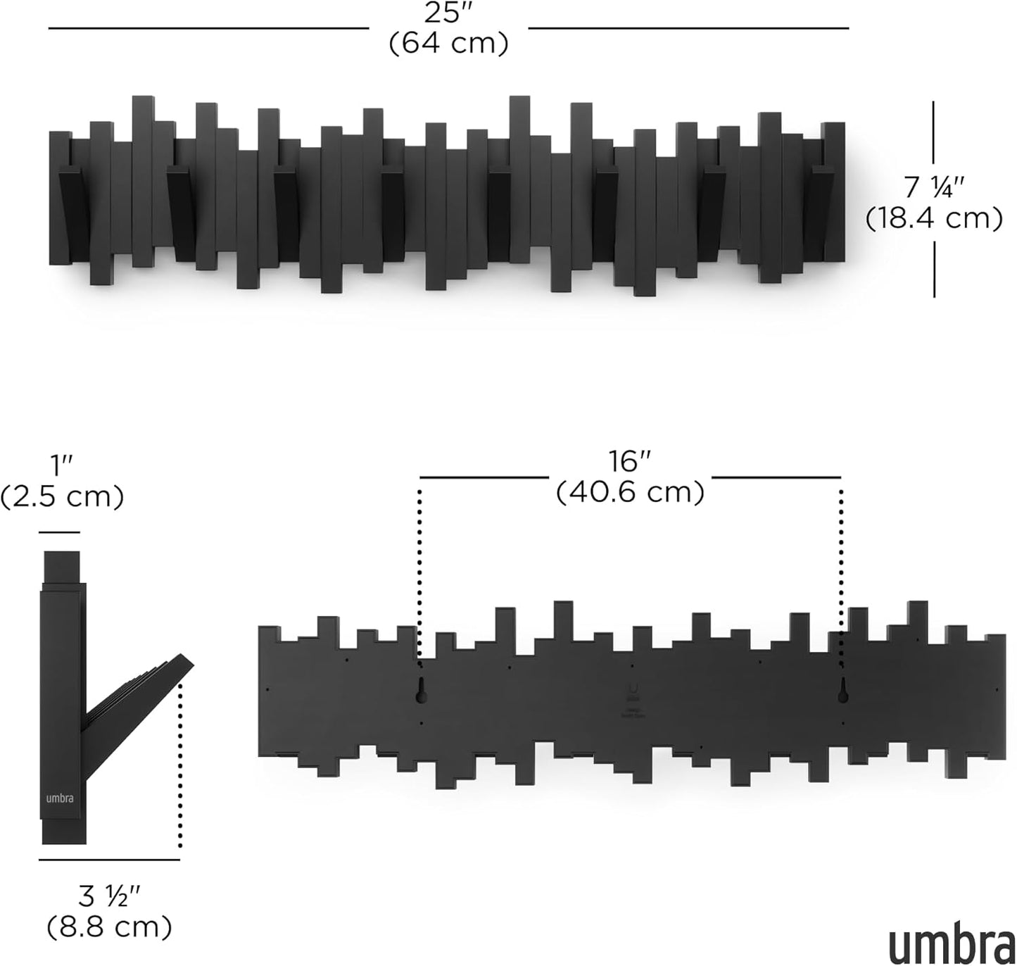 Umbra Sticks Wall-Mounted Coat Rack Rail Hook
