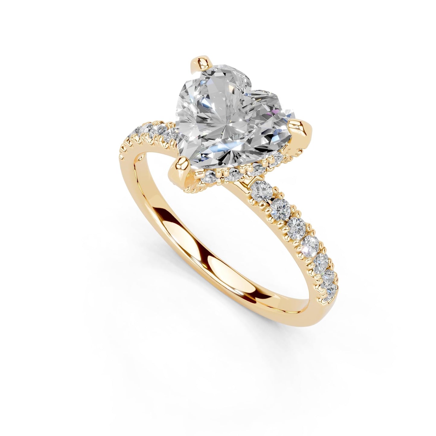 Heart Cut Lab Grown Diamond IGI Certified 3 Prong Hidden Halo Engagement Anniversary Wedding Ring in 14K Gold, Platinium for Women (1.0-5.0 Ct, F-G Color, VS1-VS2 Clarity)
