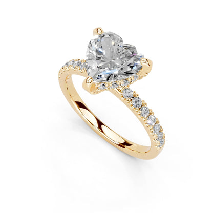 Heart Cut Lab Grown Diamond IGI Certified 3 Prong Hidden Halo Engagement Anniversary Wedding Ring in 14K Gold, Platinium for Women (1.0-5.0 Ct, F-G Color, VS1-VS2 Clarity)