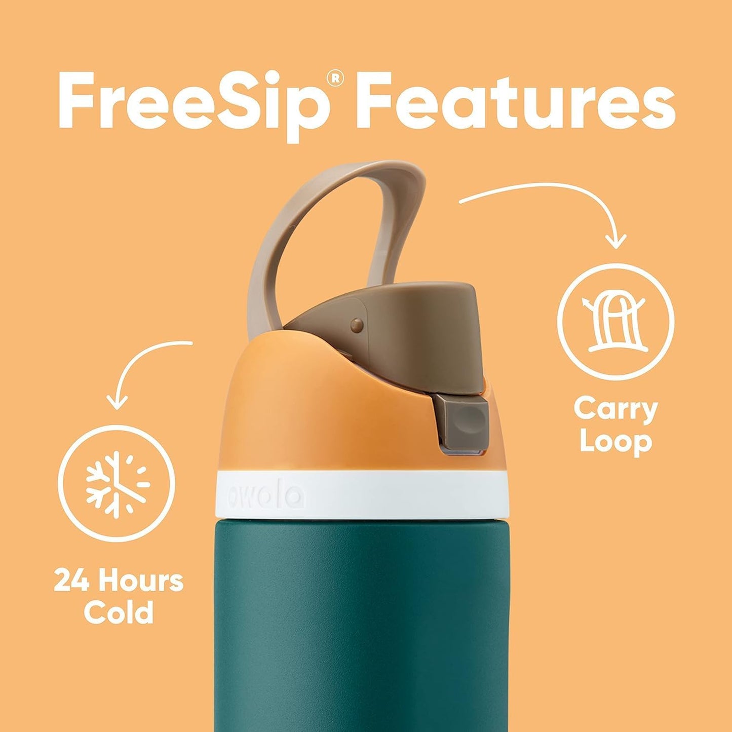 Owala FreeSip Isolierte Edelstahl-Wasserflasche mit Strohhalm für Sport und Reisen, BPA-frei, 710 ml, Shy Marshmallow