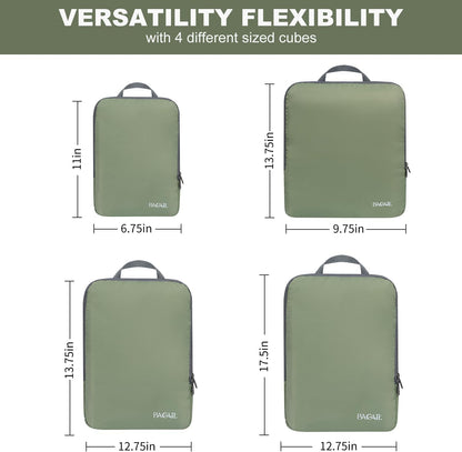 BAGAIL 4er-Set Kompressions-Packwürfel Reise-erweiterbare Packorganizer (Schwarz, 4er-Set)