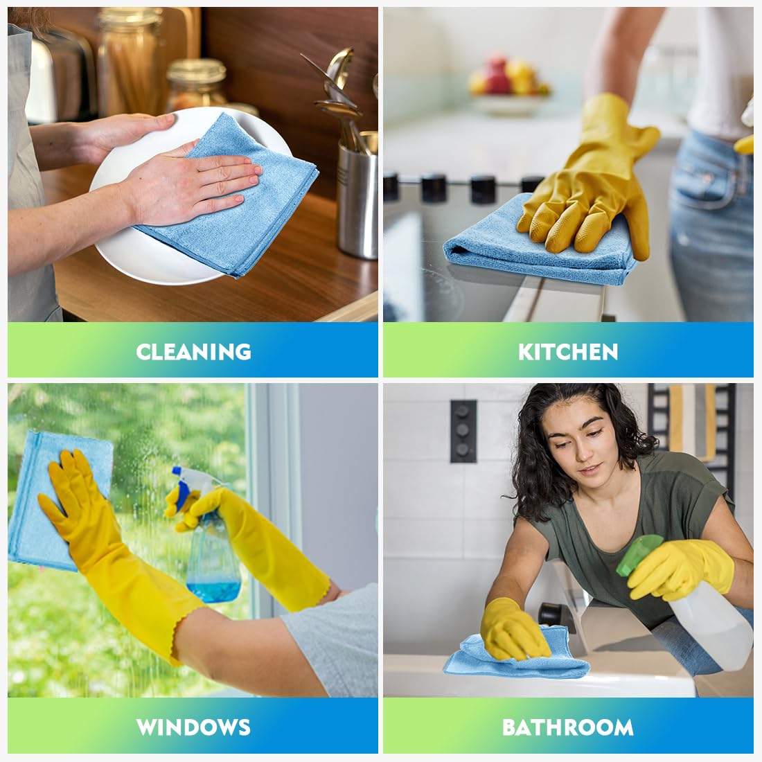 HOMEXCEL Microfiber Cleaning Cloth 12 Pack, 12.5 x 12.5 inch Microfiber Towels for Cars, Ultra Absorbent Car Washing Cloth, Lint Free Streak Free Cleaning Rags for Car, Kitchen, and Window (Grey)