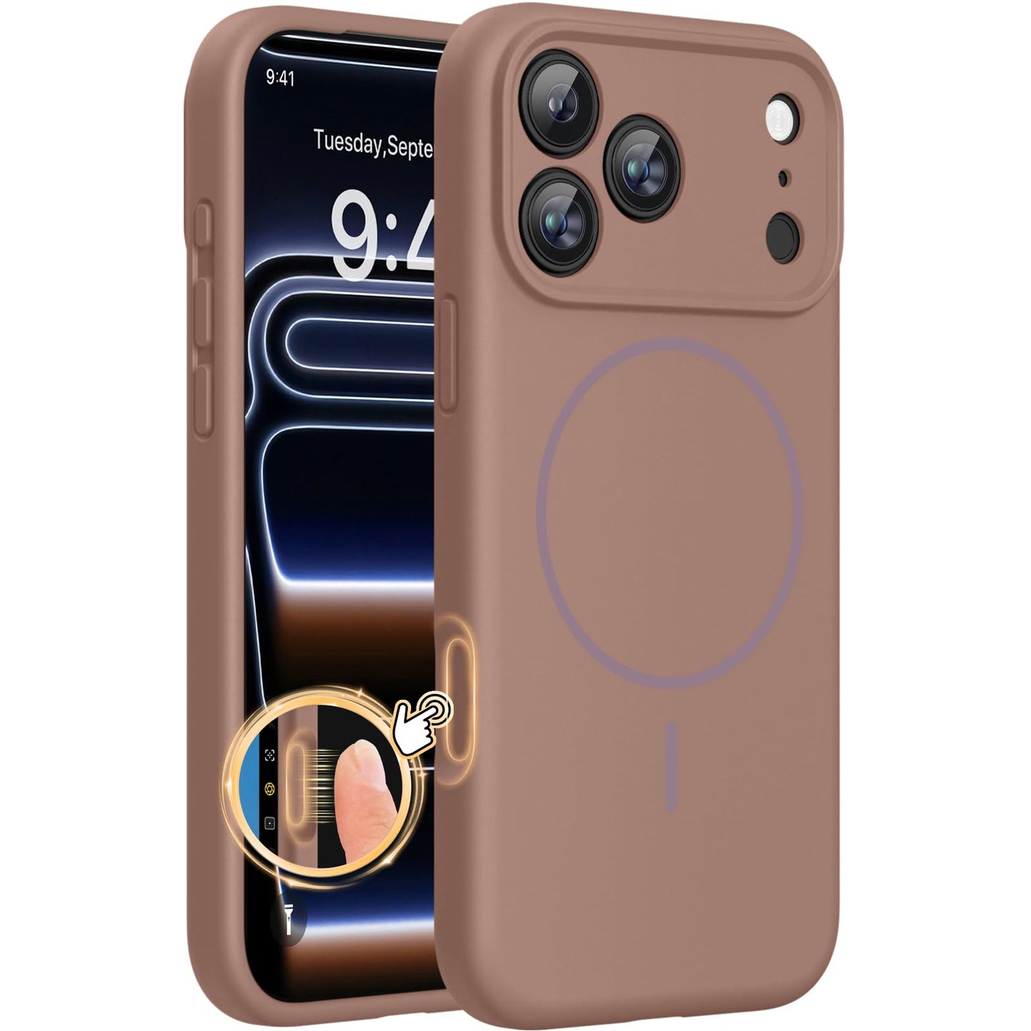 Miracase Magnetic for iPhone 17 Pro Case, Compatible with MagSafe, Integrated Silicone Camera Control Cover, 3.0mm Thicken Shockproof Drop Protection Phone Case for 17 Pro,Dark Blue