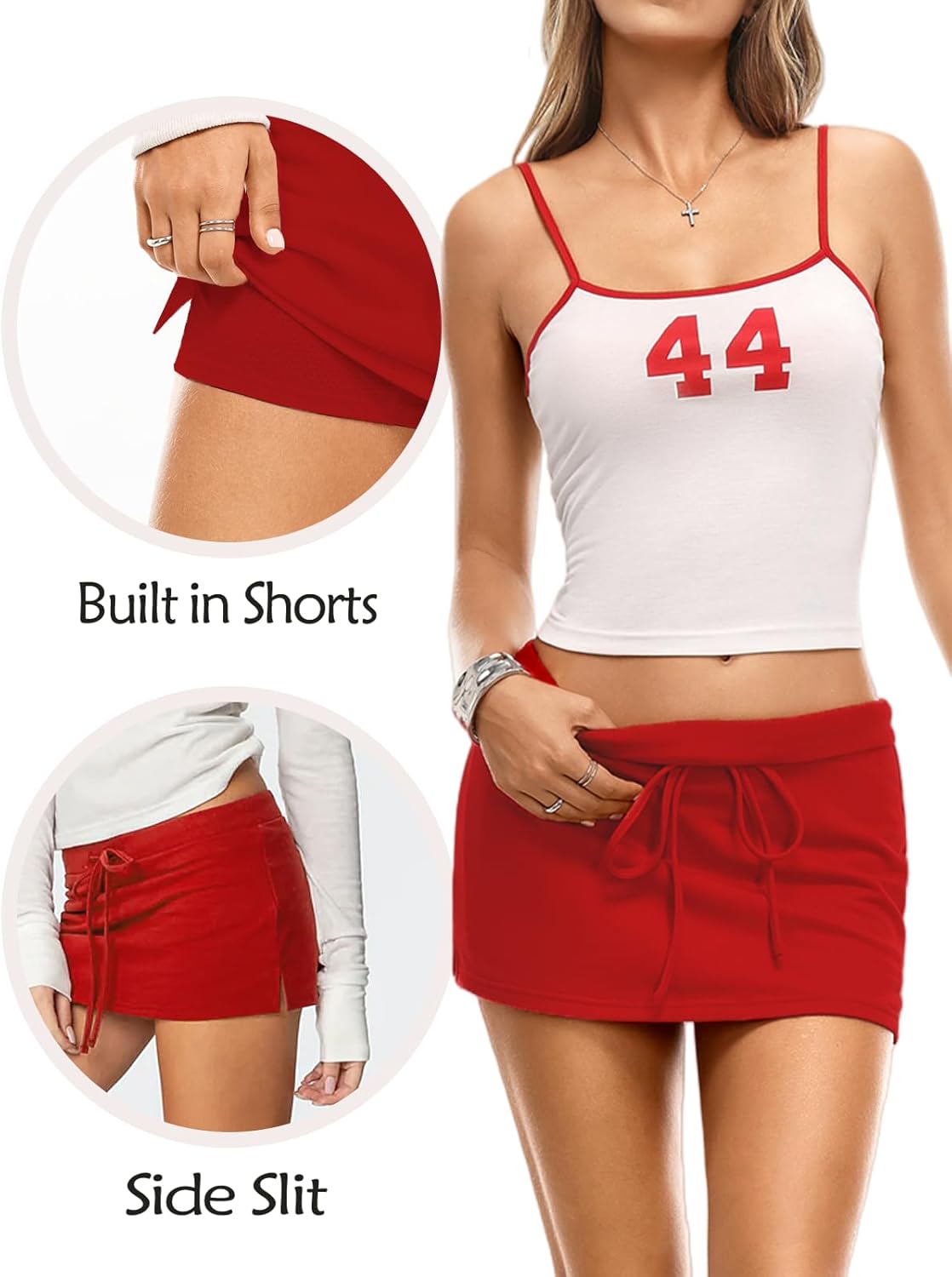 Danysu Dehnbare Mini Skorts Mid Waist Rock mit Shorts Seitenschlitz 2025 Sport Alltag Ausgeh-Outfits