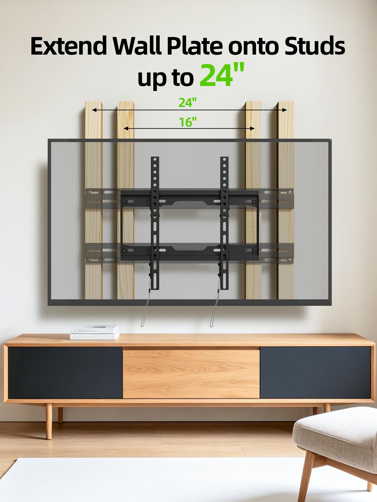 Full Motion TV Wall Mount for Most 37"-84" Flat Screen TV, Swivel or Tilt TV Wall Bracket with Dual Articulating Arms, for 12"-16" Wood Studs, Max VESA 600x400mm, Load 120 lbs by USX MOUNT