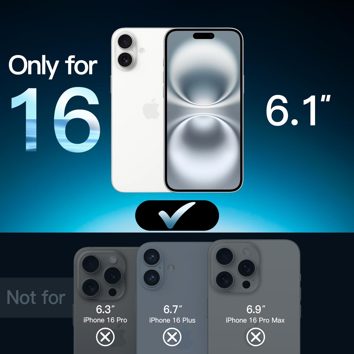 JETech Displayschutzfolie für iPhone 16 6,1 Zoll, gehärtetes Glas mit einfachem Installationstool, Case-Friendly, HD Klar, 3 Stück
