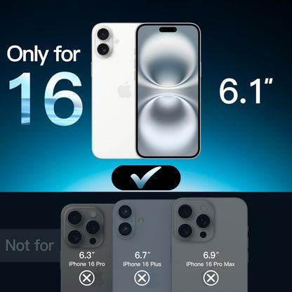 JETech Displayschutzfolie für iPhone 16 6,1 Zoll, gehärtetes Glas mit einfachem Installationstool, Case-Friendly, HD Klar, 3 Stück