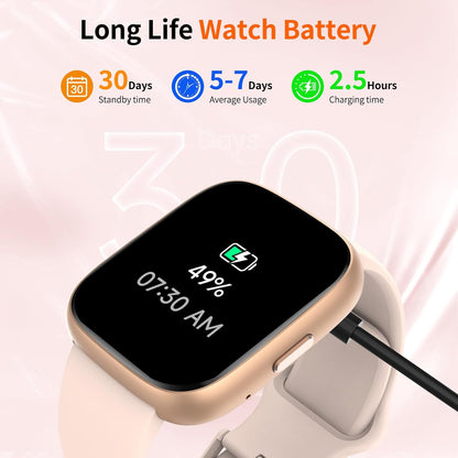 Smartwatch Damen Herren, 1.83" HD, Alexa Integriert, Bluetooth 5.3 Anrufe & Nachrichten, IP68 Wasserdicht, 100+ Sportmodi, Fitness Tracker/Herzfrequenz/SpO2/Schlafmonitor für Android iOS (Rosa)