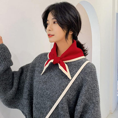 Dreieckstücher für Damen Halstuch für Damen Gekreuztes Tuch für Damen Koreanische Version Gestrickter Wollkragen