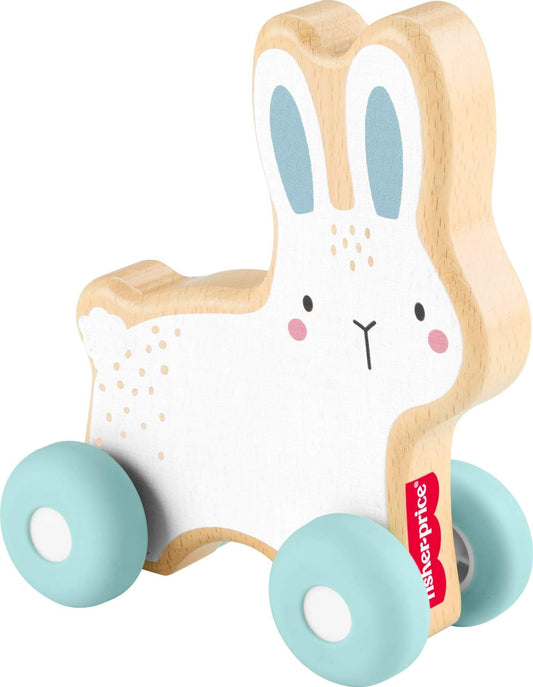 Fisher-Price Baby Toy Wooden Push-Along Bunny, Wood Vehicle for Crawling Developmental Play for Infants Ages 6+ Months