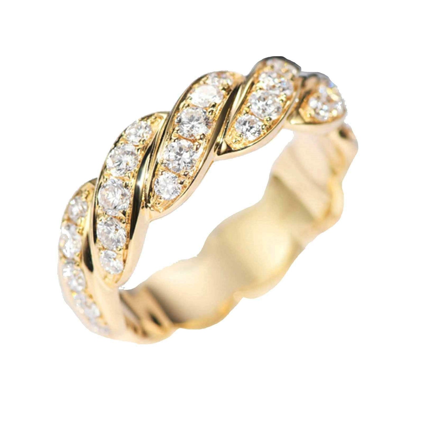 Aienid 18Ct Yellow Gold Engagement Rings for Women Gold Diamond 1Ct Diamond Rope Knot Engagement Ring for Her