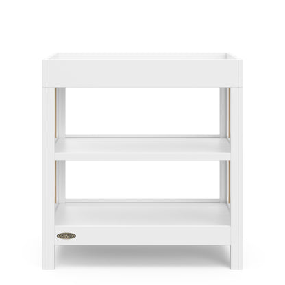 Graco Teddi Changing Table with Water-Resistant Changing Pad (Driftwood) - GREENGUARD Gold Certified, Includes Bonus Water-Resistant Changing Pad with Safety Strap, 2 Shelves, Easy-to-Match